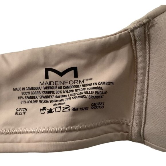 Maidenform Women Small Pushup Adjustable Strap Tan Smooth Cup Bra - Picture 4 of 4